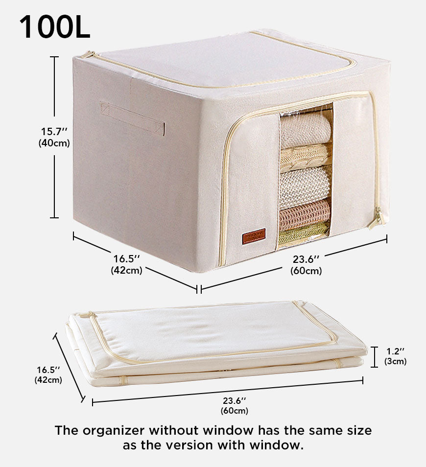 Moonval Steel Frame Storage Bins, Foldable Fabric Storage Baskets with Clear Window & Reinforced Handles