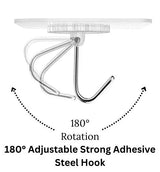 Moonval Adhesive Wall Hooks, 10-Pack 180° Rotating Self-Adhesive Hooks for Home Organization