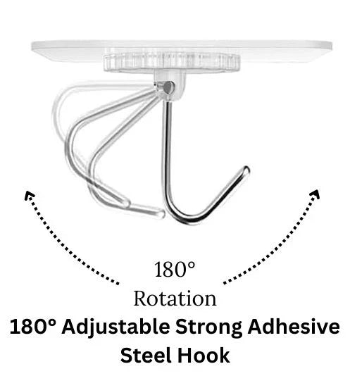 Moonval Adhesive Wall Hooks, 10-Pack 180° Rotating Self-Adhesive Hooks for Home Organization