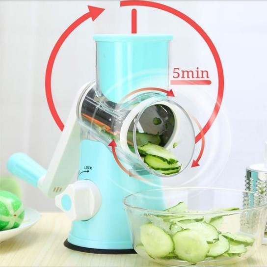 Moonval Rotary Vegetable Slicer, 3-in-1 Cheese Grater with Stainless Steel Drums