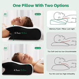 Moonval Memory Foam Neck Pillow, Ergonomic Contour Bed Pillow for Side & Back Sleepers