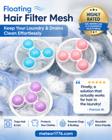 Moonval Floating Hair Catcher, Reusable Mesh Drain Filter for Washers, Sinks & Bathtubs