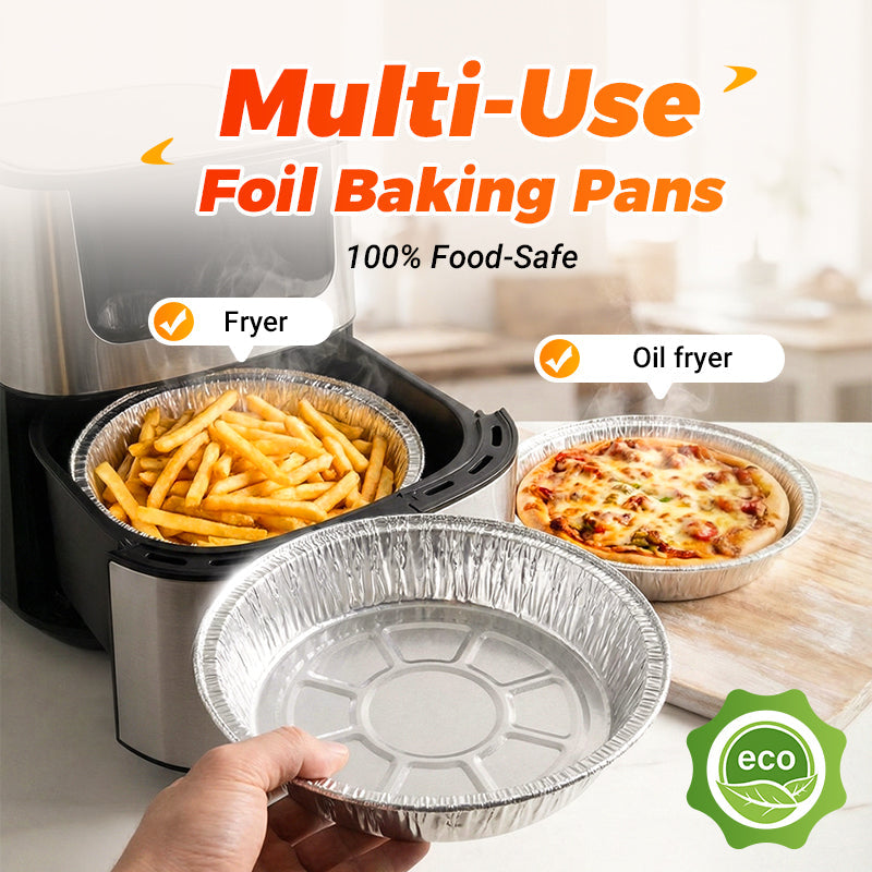 Moonval Round Aluminum Foil Trays, Oil-Resistant Disposable Baking & Food Storage Containers