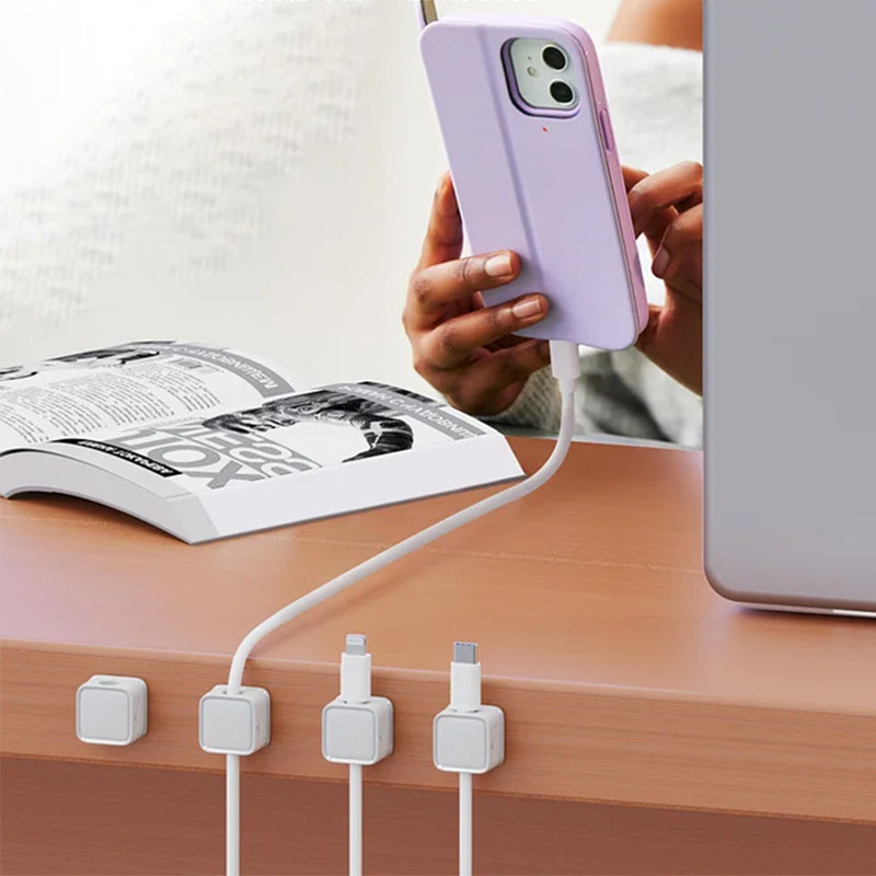 Moonval Magnetic Cable Organizer, Self-Adhesive Cord Holder for Desk, Office, Home & Car