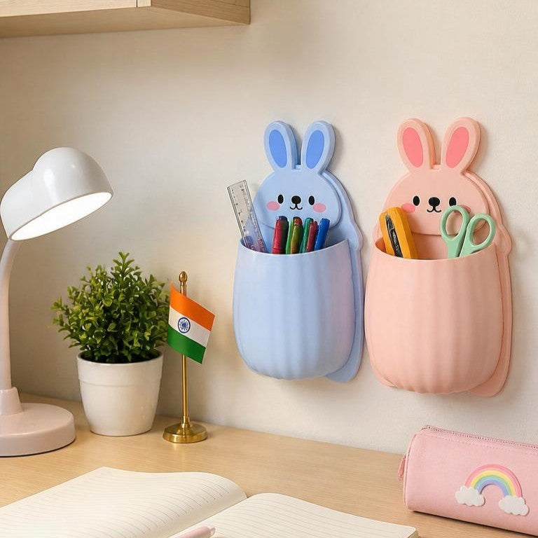 Moonval Rabbit Wall Organizer, Adhesive Storage Rack for Bathroom, Desk & Daily Essentials