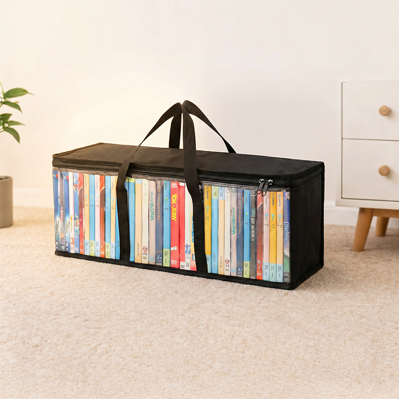 Moonval Extra-Large Clear Storage Bag with Reinforced Handles and Zipper – Foldable Moving and Clothes Organizer
