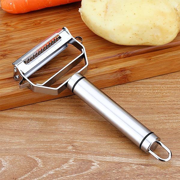 Moonval Julienne Vegetable Peeler, Stainless Steel Dual-Blade Shredder for Carrots & Cucumbers