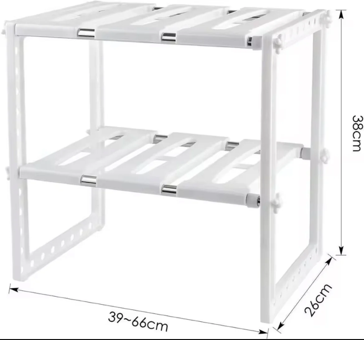 Moonval Adjustable Storage Shelf, Portable Expandable Organizer Rack for Kitchen, Bathroom & Closet