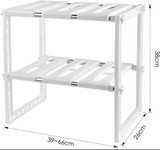 Moonval Adjustable Storage Shelf, Portable Expandable Organizer Rack for Kitchen, Bathroom & Closet