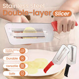 Moonval Double-Layer Stainless Steel Food Cutter, Multifunction Kitchen Chopper for Vegetables & Herbs