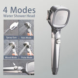 Moonval 4-Mode High-Pressure Handheld Shower Head with Pause Switch & Spray Gun