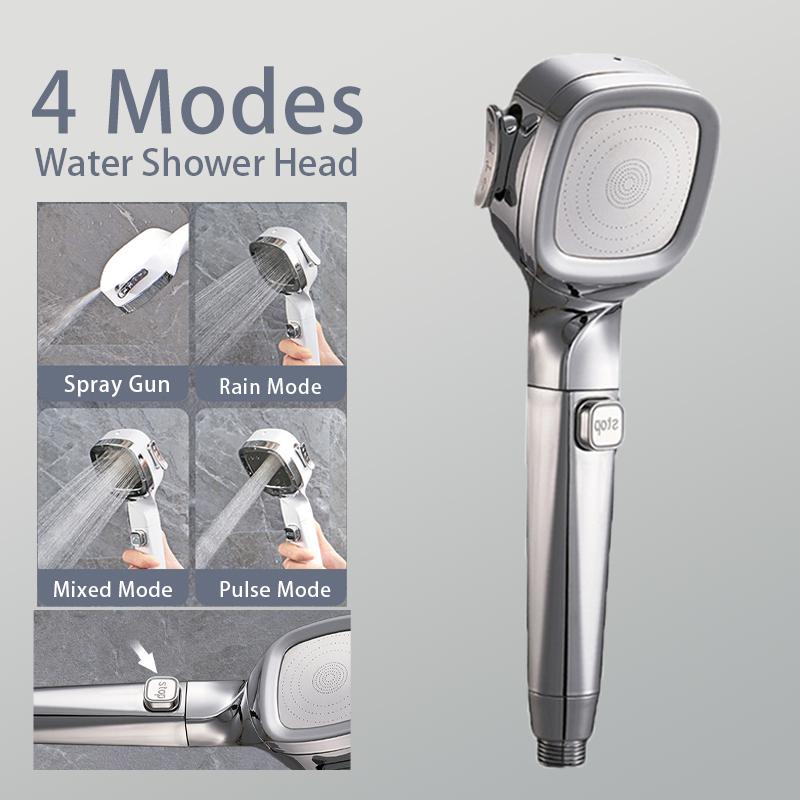 Moonval 4-Mode High-Pressure Handheld Shower Head with Pause Switch & Spray Gun