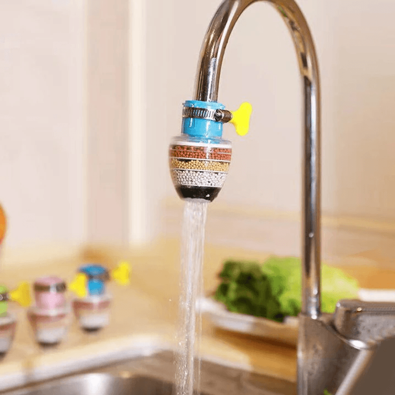 Moonval Faucet Water Filter, Multi-Layer Activated Carbon Tap Purifier with Universal Clamp