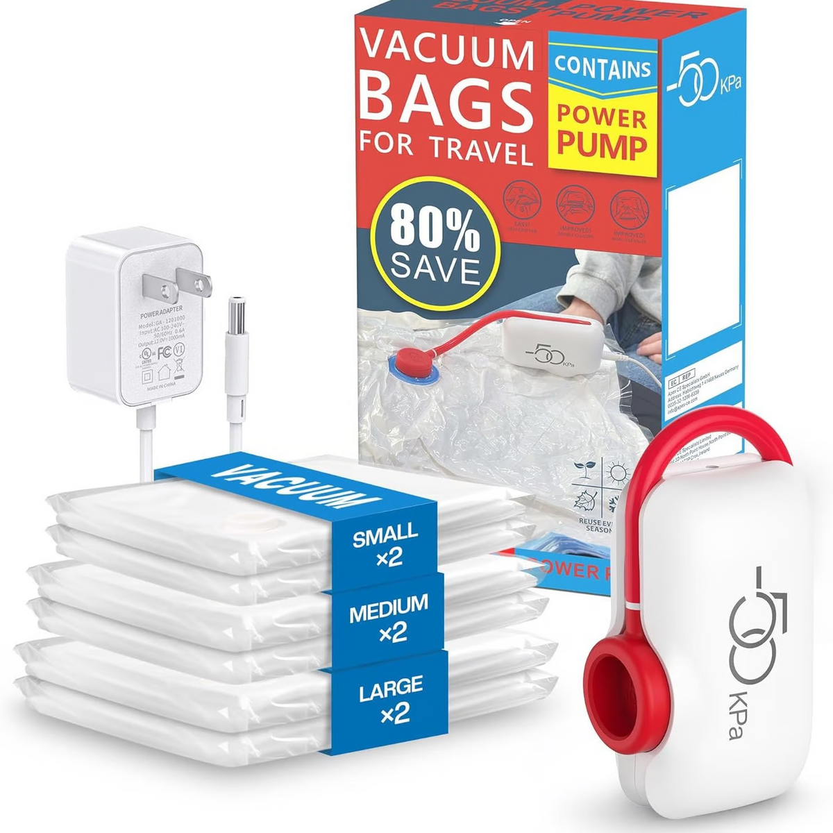 Moonval Vacuum Storage Bags, 6-Pack Compression Bags with USB Electric Pump for Clothes & Bedding