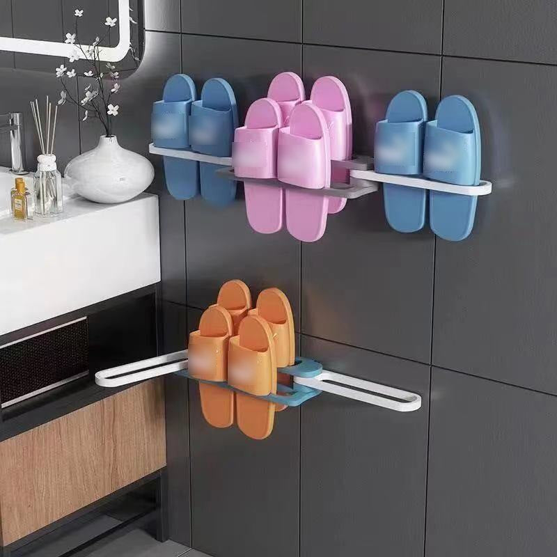 Moonval Wall-Mounted Slipper Holder Set of 2, Space-Saving Bathroom Shoe Organizer Rack