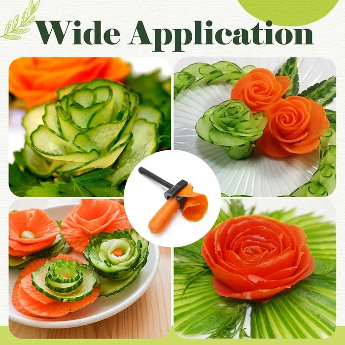 Moonval Vegetable Flower Cutter, Stainless Steel Spiral Garnish Tool for Carrots & Cucumbers