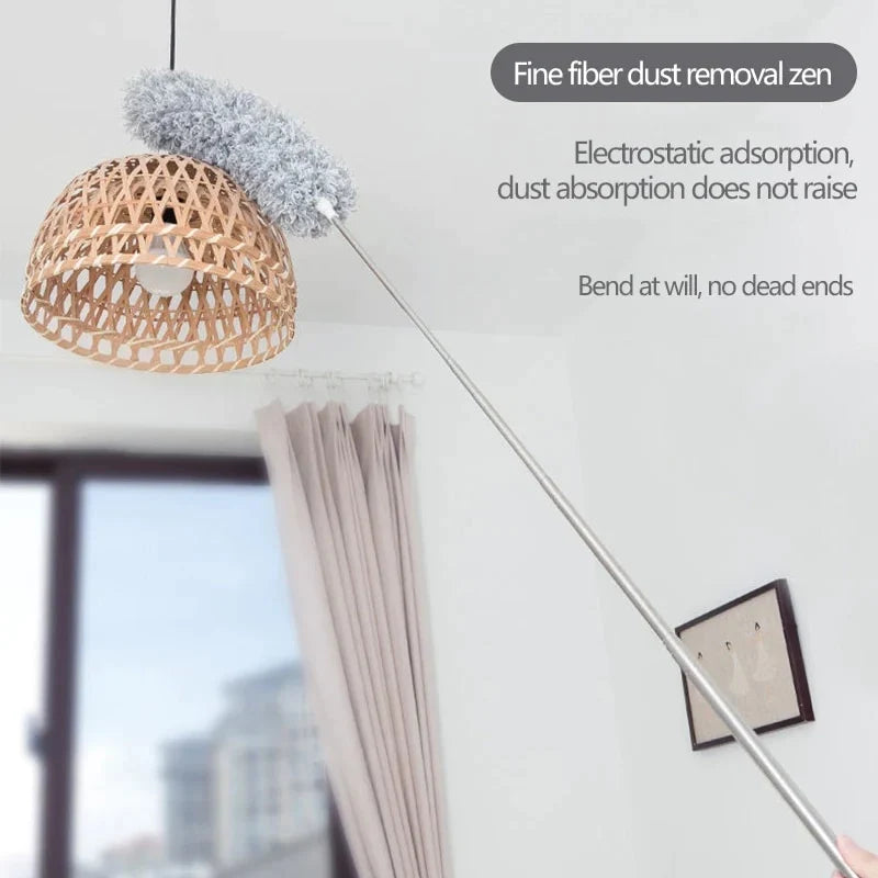 Moonval Microfiber Feather Duster, 100-Inch Extendable Pole with Bendable Head