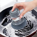 Moonval Soap Dispensing Dish Brush with Scrubber, Refillable Kitchen Cleaning Brush