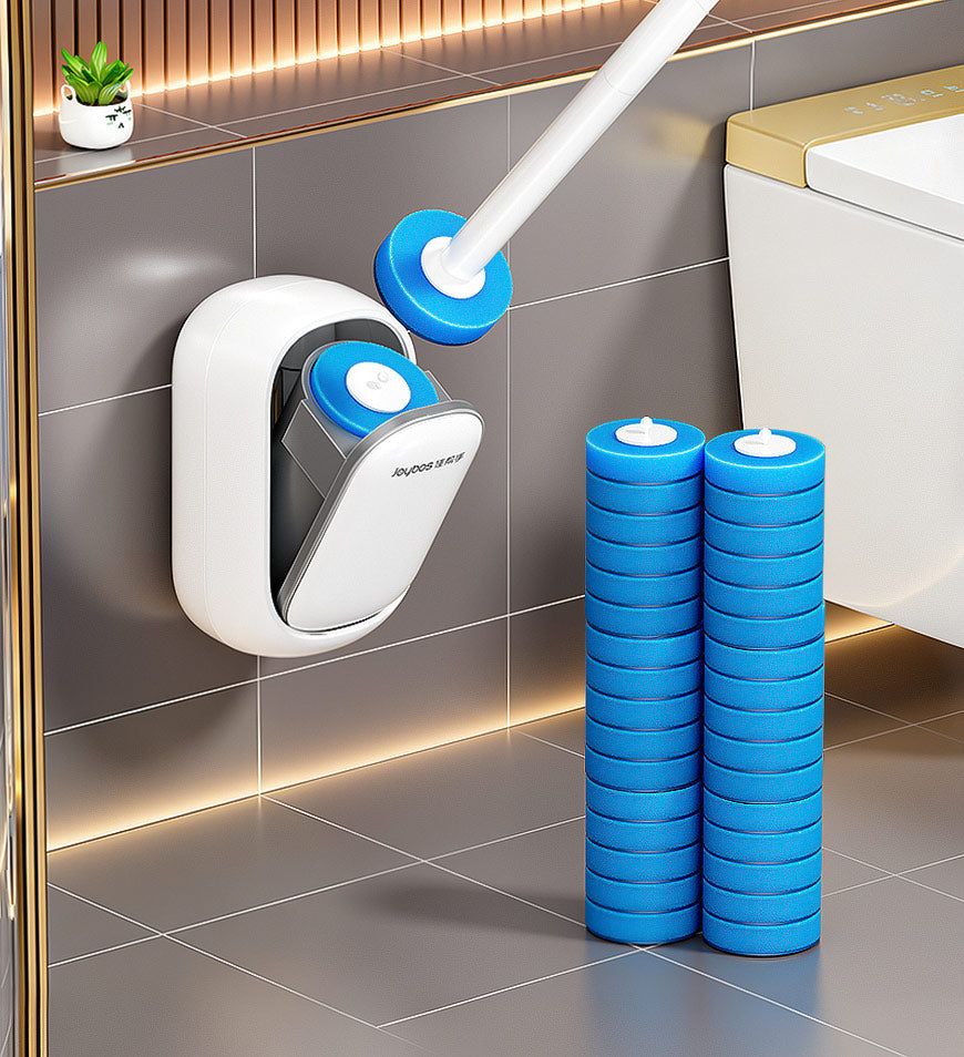 Moonval Disposable Toilet Brush Set, Wall-Mounted Bathroom Cleaning Brush with Replaceable Heads