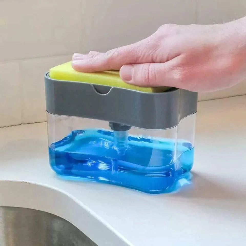 Moonval Soap Dispenser with Sponge Holder, 2-in-1 Kitchen Sink Soap Pump Organizer
