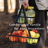 Moonval 2-Tier Storage Basket, Metal Fruit and Vegetable Organizer with Carry Handle