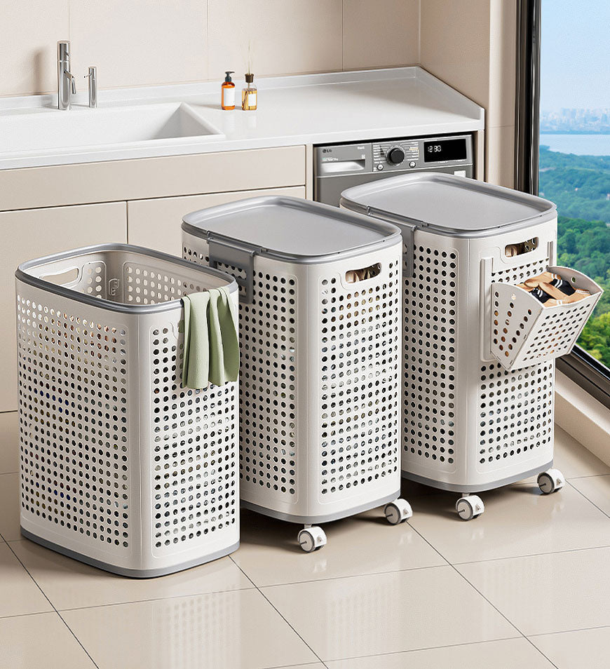 Moonval Rolling Laundry Basket, Wheeled Foldable Clothes Hamper with Removable Laundry Bag