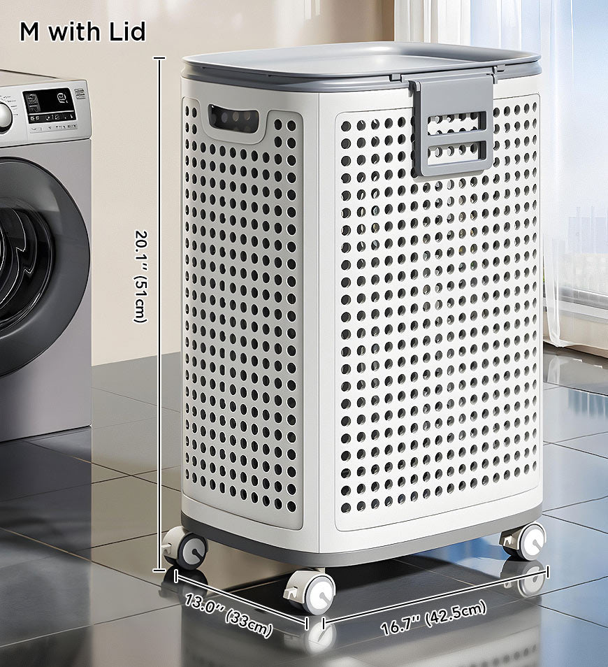 Moonval Rolling Laundry Basket, Wheeled Foldable Clothes Hamper with Removable Laundry Bag