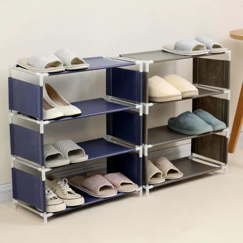 Moonval 4-Tier Small Shoe Rack, Compact Space-Saving Organizer for Entryway, Closet & Bedroom