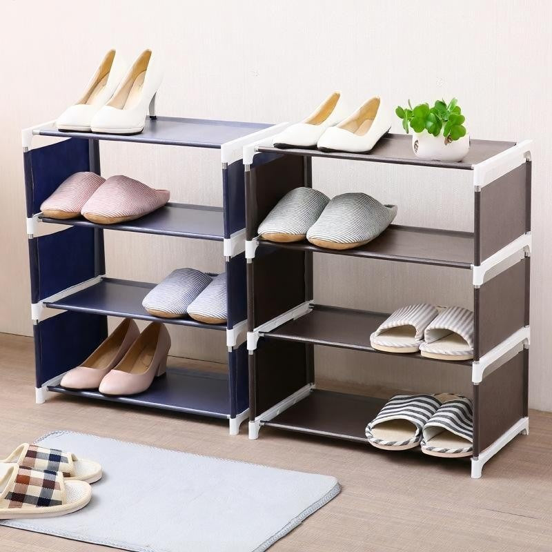 Moonval 4-Tier Small Shoe Rack, Compact Space-Saving Organizer for Entryway, Closet & Bedroom