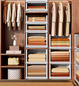 Moonval Stackable Storage Baskets, Foldable Closet Organizers for Clothes, Toys & Home Storage