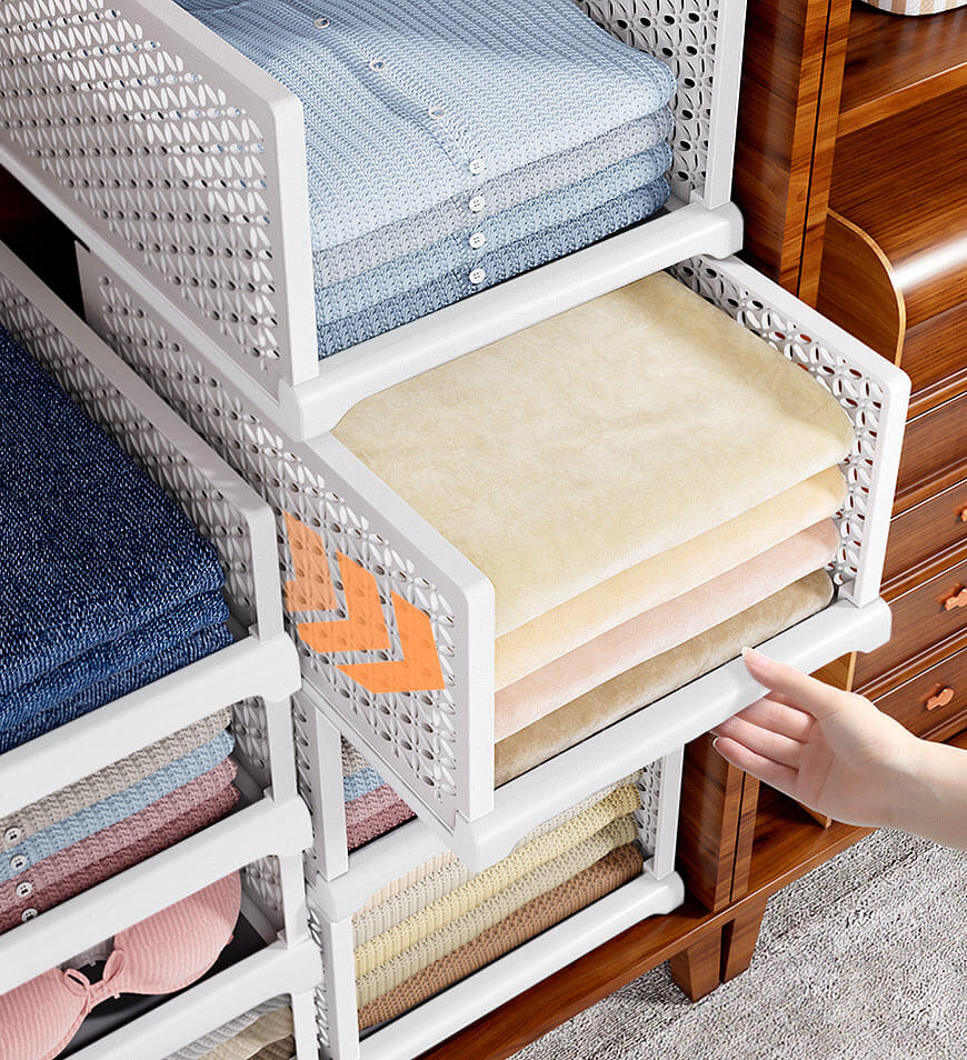 Moonval Stackable Storage Baskets, Foldable Closet Organizers for Clothes, Toys & Home Storage