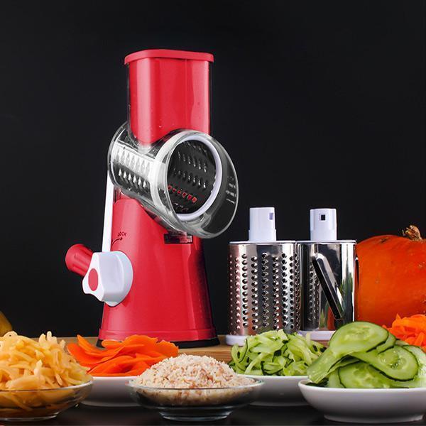 Moonval Rotary Vegetable Slicer, 3-in-1 Cheese Grater with Stainless Steel Drums