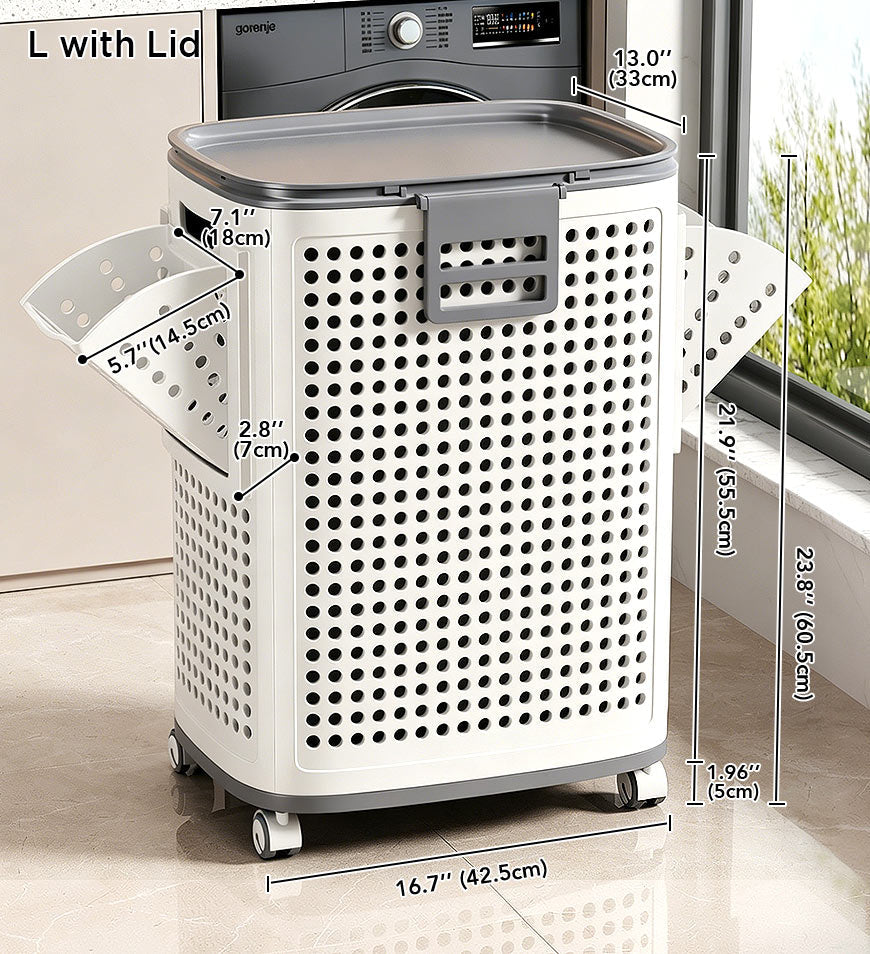 Moonval Rolling Laundry Basket, Wheeled Foldable Clothes Hamper with Removable Laundry Bag