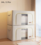 Moonval Foldable Cotton Storage Box, Fabric Closet Organizer for Clothes, Blankets & Linens