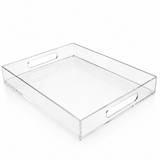 Moonval Premium Acrylic Serving Tray, Clear Carrying Tray with Side Handles