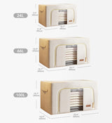Moonval Foldable Cotton Storage Box, Fabric Closet Organizer for Clothes, Blankets & Linens