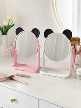 Moonval Bear Vanity Mirror, Rotating Desktop Makeup Mirror with Storage Tray