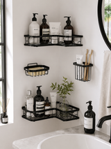 Moonval 5-Tier Corner Shower Caddy Set, No-Drill Metal Bathroom Shelf Organizer