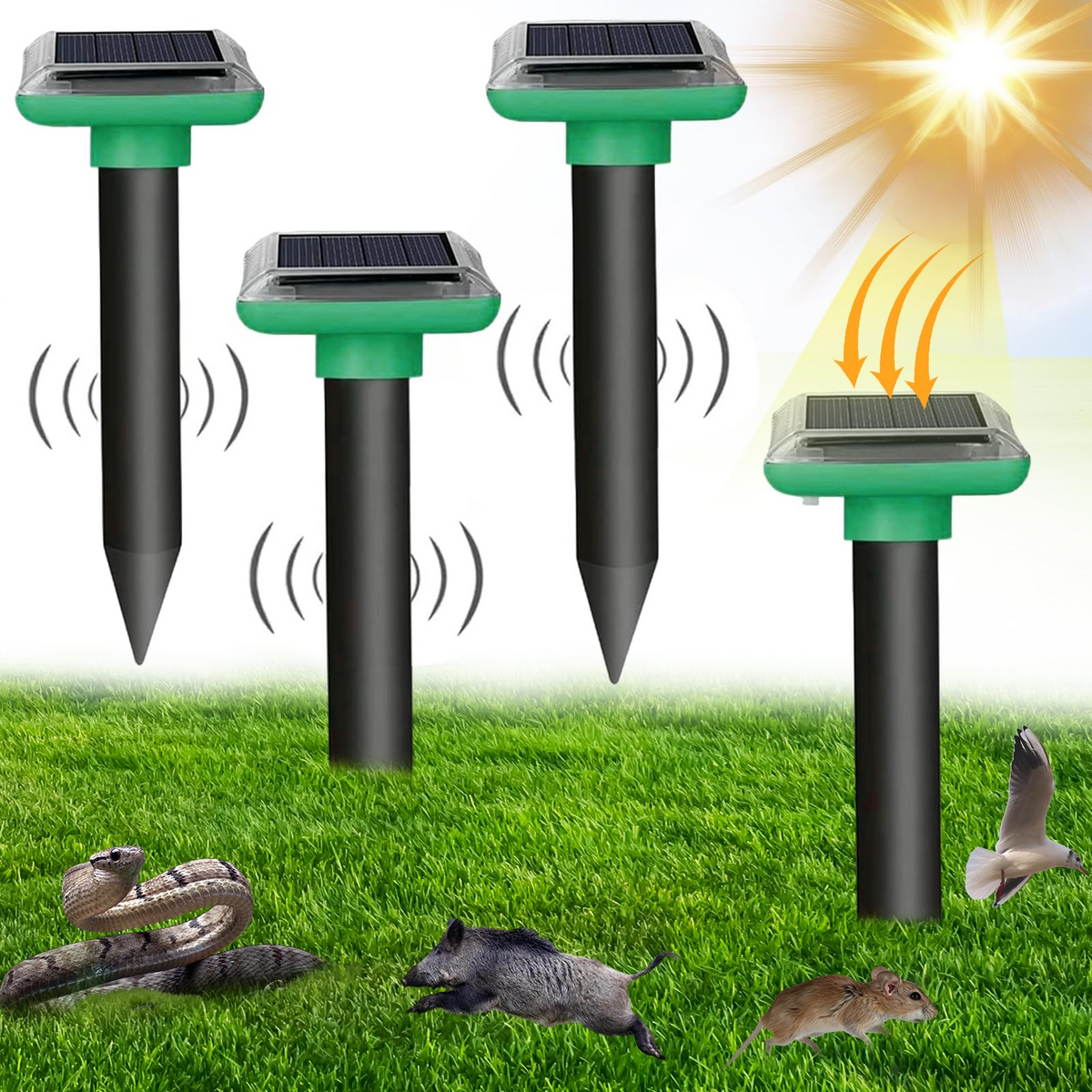 Moonval Solar Mole Repeller, Ultrasonic Waterproof Pest Deterrent for Lawns, Gardens & Yards