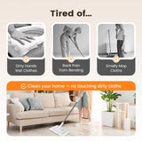 Moonval Reusable Flat Mop with 4 Microfiber Pads, One-Click Cloth Release and Adjustable Handle