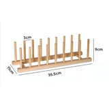 Moonval Bamboo Dish & Cutting Board Organizer, Kitchen Storage Rack for Plates, Lids & Trays
