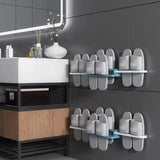 Moonval Wall-Mounted Slipper Holder Set of 2, Space-Saving Bathroom Shoe Organizer Rack