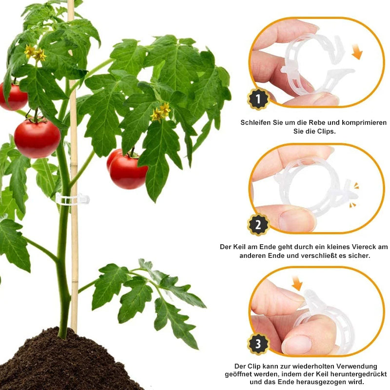 Moonval Plant Ties, Reusable Plastic Garden Plant Support Clips for Vines, Tomatoes & Vegetables