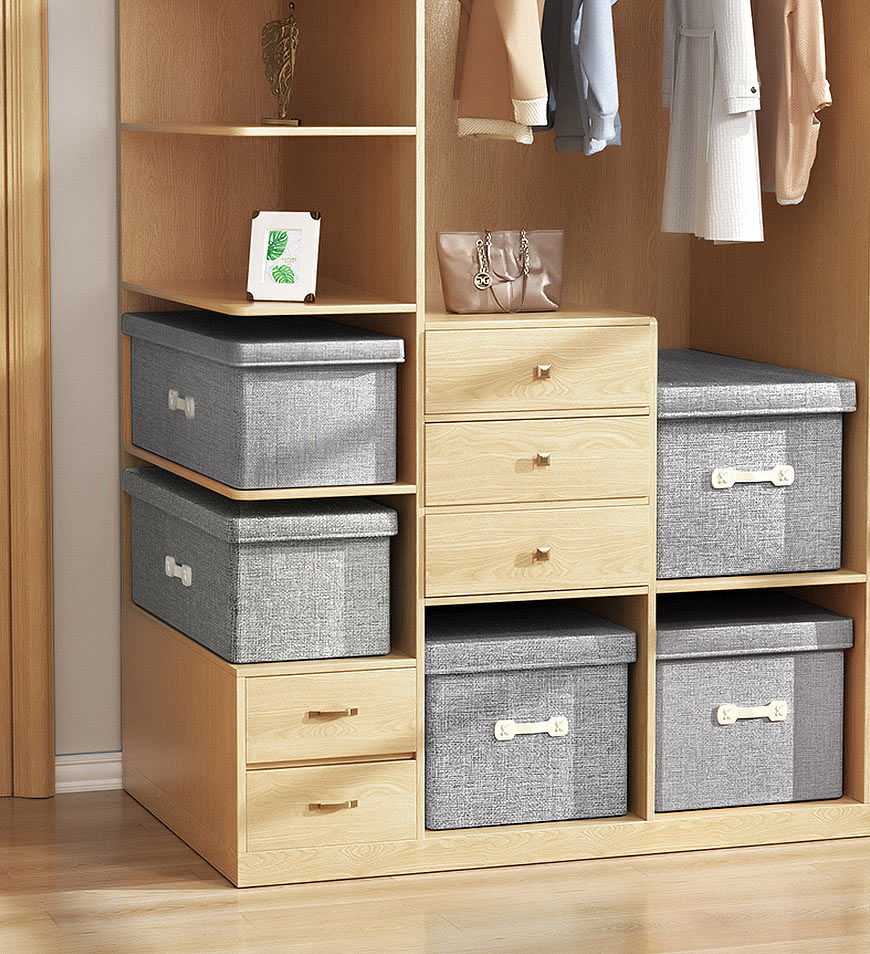 Moonval Foldable Storage Bins with Lids, 2-Pack Fabric Storage Boxes for Closet & Home Organization
