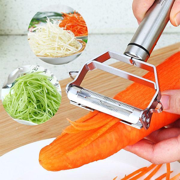 Moonval Julienne Vegetable Peeler, Stainless Steel Dual-Blade Shredder for Carrots & Cucumbers
