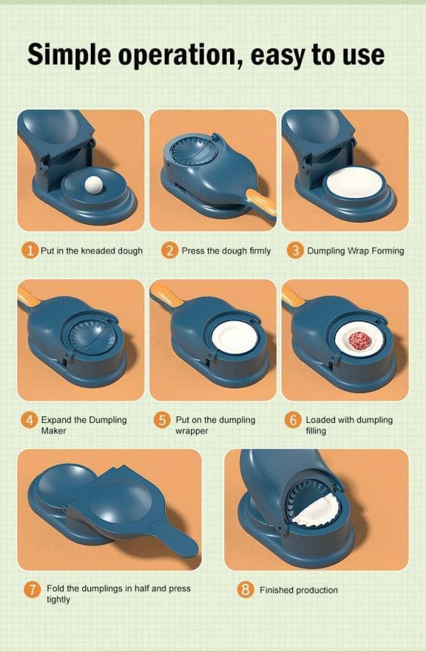 Moonval 2-in-1 Dumpling Maker, Multifunction Dumpling Press & Dough Cutter for Homemade Dumplings