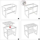 Moonval Adjustable Storage Shelf, Portable Expandable Organizer Rack for Kitchen, Bathroom & Closet