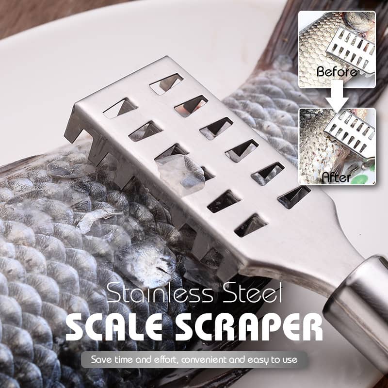 Moonval Stainless Steel Fish Scale Scraper, Handheld Descaler with Ergonomic Handle