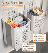 Moonval Collapsible Hanging Laundry Basket, Foldable Clothes Hamper with Carry Handles for Closet & Laundry