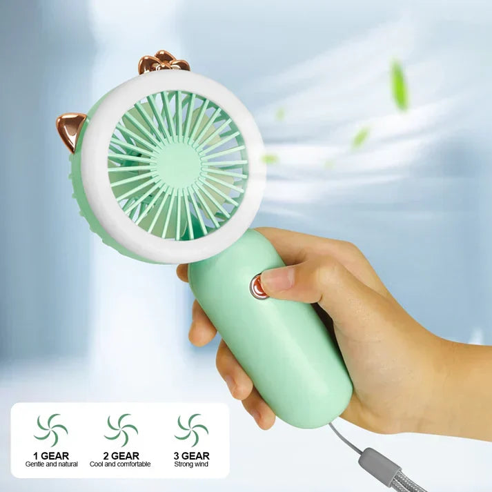 Moonval Portable Handheld Fan, USB Rechargeable Mini Personal Cooling Fan with Adjustable Speeds